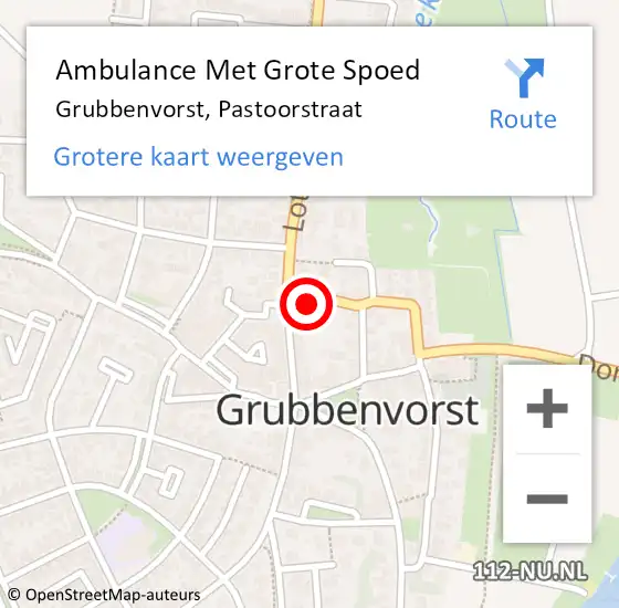 Locatie op kaart van de 112 melding: Ambulance Met Grote Spoed Naar Grubbenvorst, Pastoorstraat op 12 november 2014 03:10