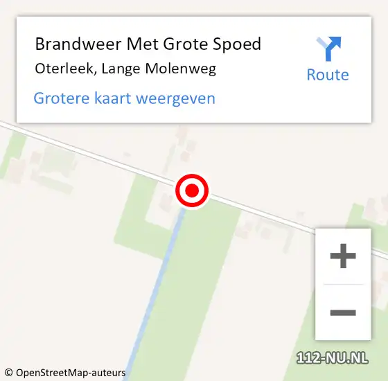 Locatie op kaart van de 112 melding: Brandweer Met Grote Spoed Naar Oterleek, Lange Molenweg op 12 november 2014 03:14