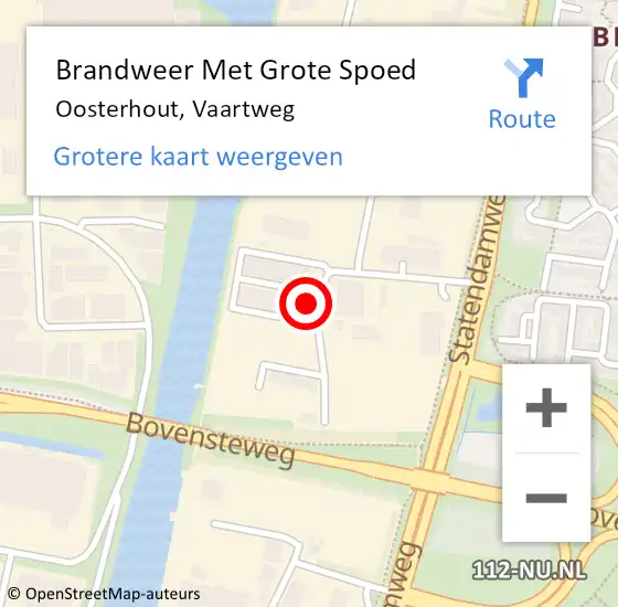 Locatie op kaart van de 112 melding: Brandweer Met Grote Spoed Naar Oosterhout, Vaartweg op 2 april 2025 23:11
