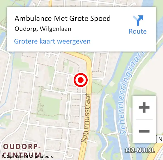 Locatie op kaart van de 112 melding: Ambulance Met Grote Spoed Naar Oudorp, Wilgenlaan op 12 november 2014 03:28