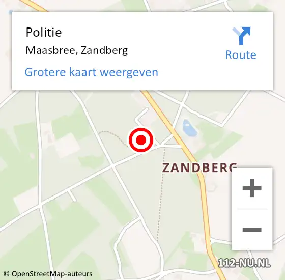 Locatie op kaart van de 112 melding: Politie Maasbree, Zandberg op 3 april 2025 03:00