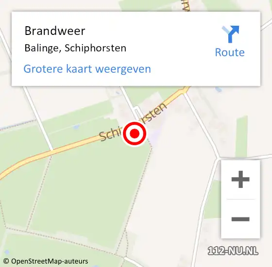 Locatie op kaart van de 112 melding: Brandweer Balinge, Schiphorsten op 12 november 2014 03:50