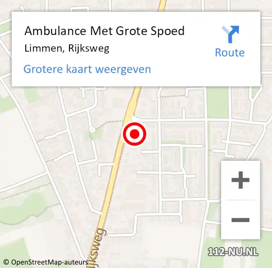 Locatie op kaart van de 112 melding: Ambulance Met Grote Spoed Naar Limmen, Rijksweg op 3 april 2025 04:29