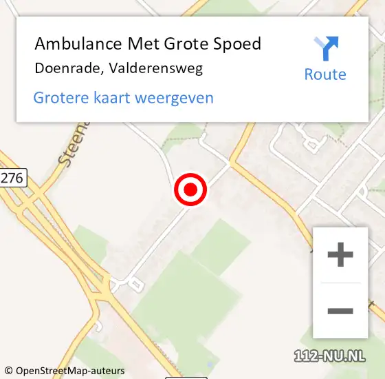 Locatie op kaart van de 112 melding: Ambulance Met Grote Spoed Naar Doenrade, Valderensweg op 12 november 2014 04:39