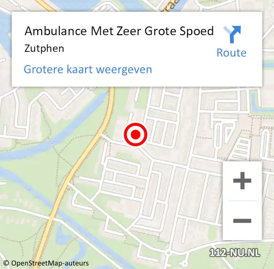 Locatie op kaart van de 112 melding: Ambulance Met Zeer Grote Spoed Naar Zutphen op 3 april 2025 08:03