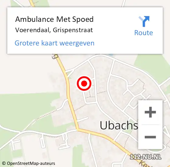 Locatie op kaart van de 112 melding: Ambulance Met Spoed Naar Voerendaal, Grispenstraat op 12 november 2014 05:40