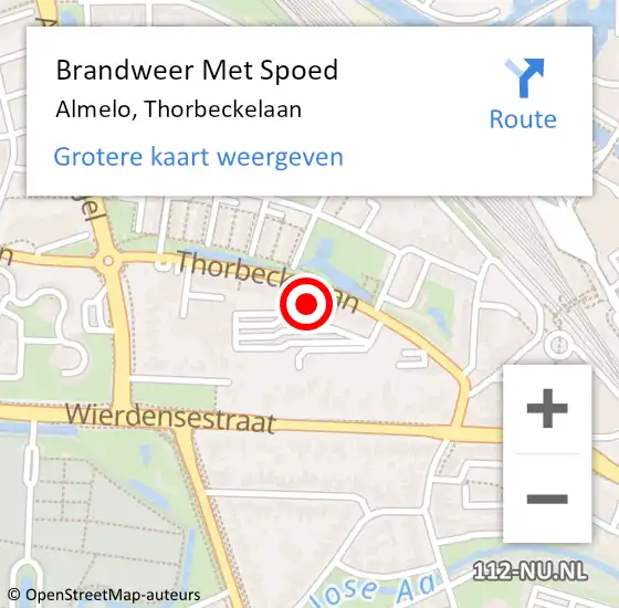 Locatie op kaart van de 112 melding: Brandweer Met Spoed Naar Almelo, Thorbeckelaan op 3 april 2025 08:48