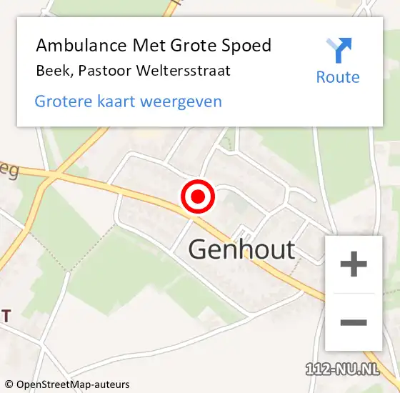 Locatie op kaart van de 112 melding: Ambulance Met Grote Spoed Naar Beek, Pastoor Weltersstraat op 12 november 2014 06:07