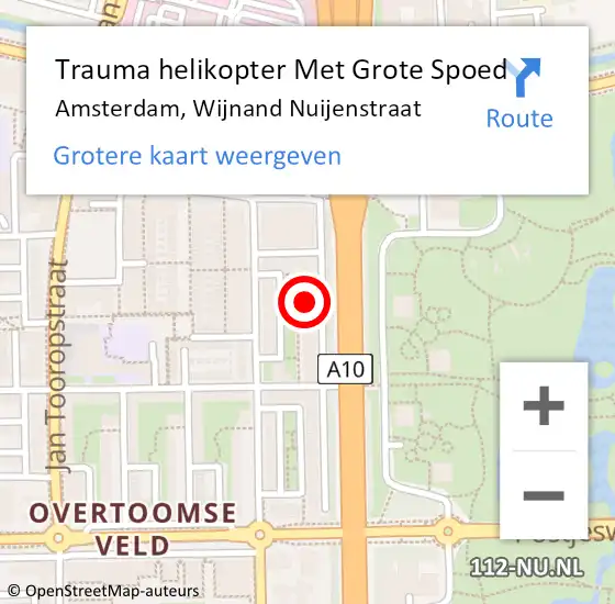 Locatie op kaart van de 112 melding: Trauma helikopter Met Grote Spoed Naar Amsterdam, Wijnand Nuijenstraat op 3 april 2025 09:59