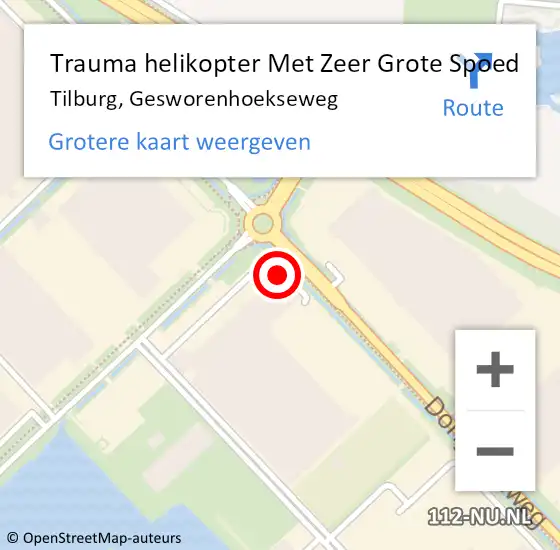 Locatie op kaart van de 112 melding: Trauma helikopter Met Zeer Grote Spoed Naar Tilburg, Gesworenhoekseweg op 3 april 2025 10:05