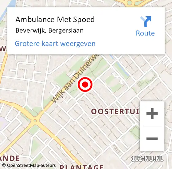 Locatie op kaart van de 112 melding: Ambulance Met Spoed Naar Beverwijk, Bergerslaan op 3 april 2025 13:19