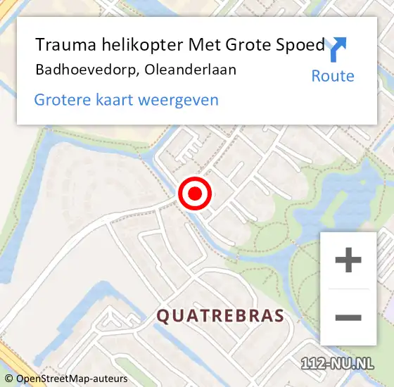 Locatie op kaart van de 112 melding: Trauma helikopter Met Grote Spoed Naar Badhoevedorp, Oleanderlaan op 3 april 2025 13:52