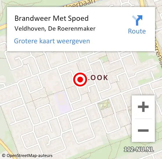 Locatie op kaart van de 112 melding: Brandweer Met Spoed Naar Veldhoven, De Roerenmaker op 3 april 2025 14:15