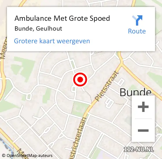 Locatie op kaart van de 112 melding: Ambulance Met Grote Spoed Naar Bunde, Geulhout op 12 november 2014 07:42