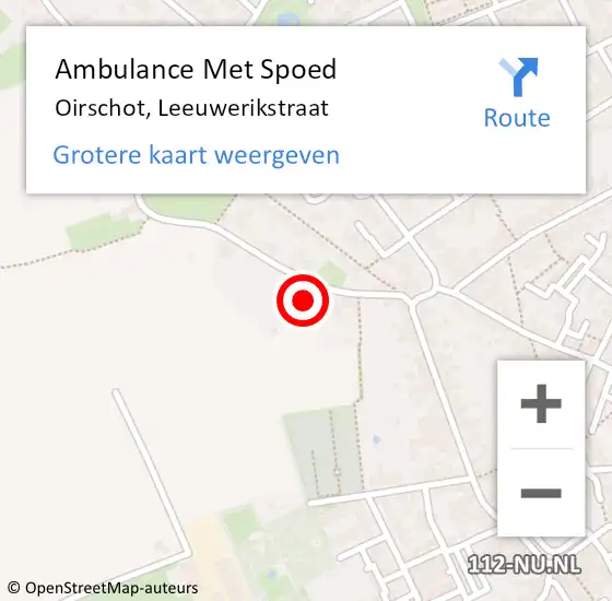 Locatie op kaart van de 112 melding: Ambulance Met Spoed Naar Oirschot, Leeuwerikstraat op 12 november 2014 07:42