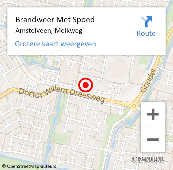Locatie op kaart van de 112 melding: Brandweer Met Spoed Naar Amstelveen, Melkweg op 3 april 2025 14:31