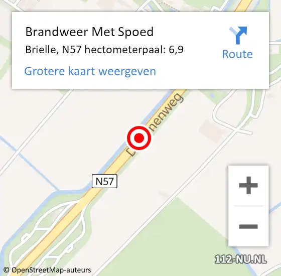 Locatie op kaart van de 112 melding: Brandweer Met Spoed Naar Brielle, N57 hectometerpaal: 6,9 op 3 april 2025 14:57