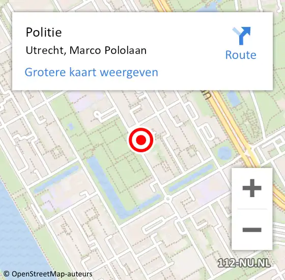 Locatie op kaart van de 112 melding: Politie Utrecht, Marco Pololaan op 3 april 2025 15:07