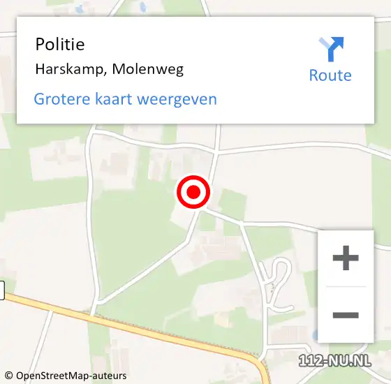 Locatie op kaart van de 112 melding: Politie Harskamp, Molenweg op 3 april 2025 15:51