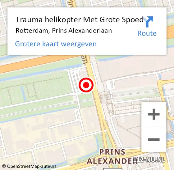 Locatie op kaart van de 112 melding: Trauma helikopter Met Grote Spoed Naar Rotterdam, Prins Alexanderlaan op 3 april 2025 16:04