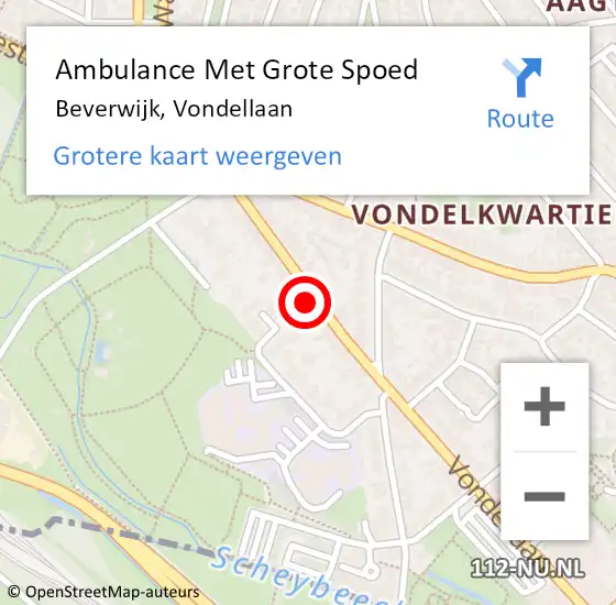 Locatie op kaart van de 112 melding: Ambulance Met Grote Spoed Naar Beverwijk, Vondellaan op 3 april 2025 16:37