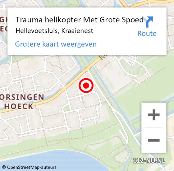Locatie op kaart van de 112 melding: Trauma helikopter Met Grote Spoed Naar Hellevoetsluis, Kraaienest op 3 april 2025 17:26