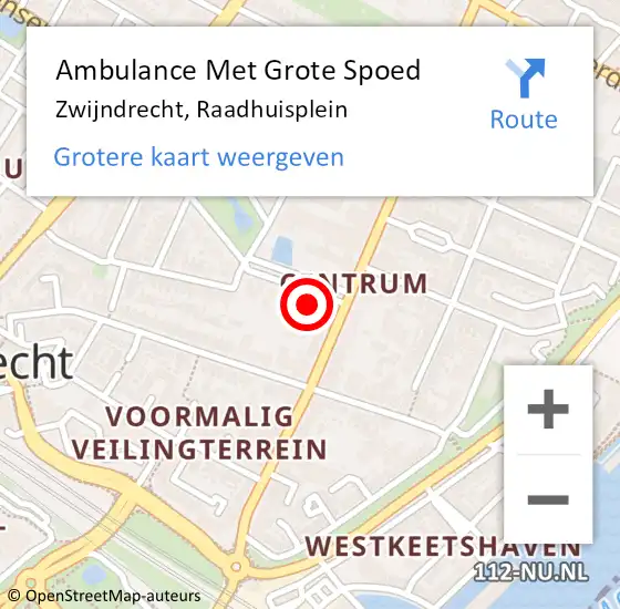 Locatie op kaart van de 112 melding: Ambulance Met Grote Spoed Naar Zwijndrecht, Raadhuisplein op 3 april 2025 17:54