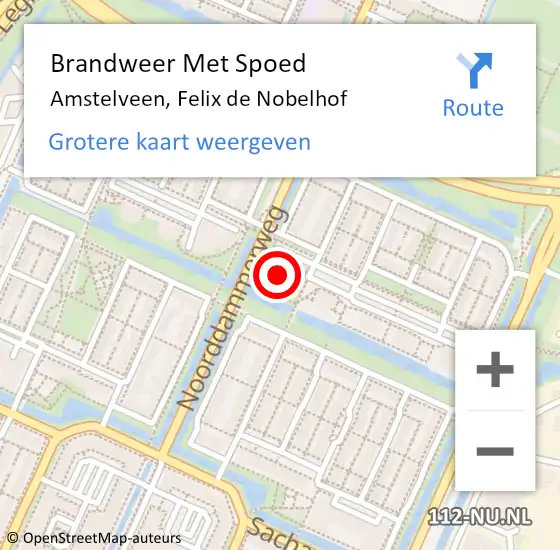 Locatie op kaart van de 112 melding: Brandweer Met Spoed Naar Amstelveen, Felix de Nobelhof op 3 april 2025 18:00