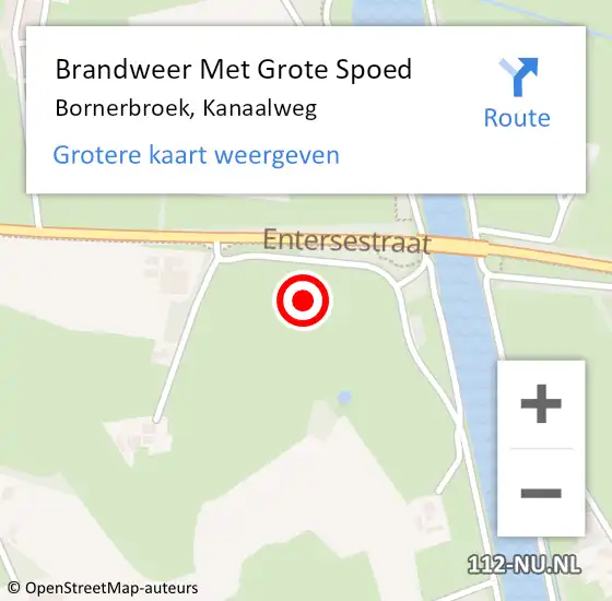 Locatie op kaart van de 112 melding: Brandweer Met Grote Spoed Naar Bornerbroek, Kanaalweg op 3 april 2025 18:08