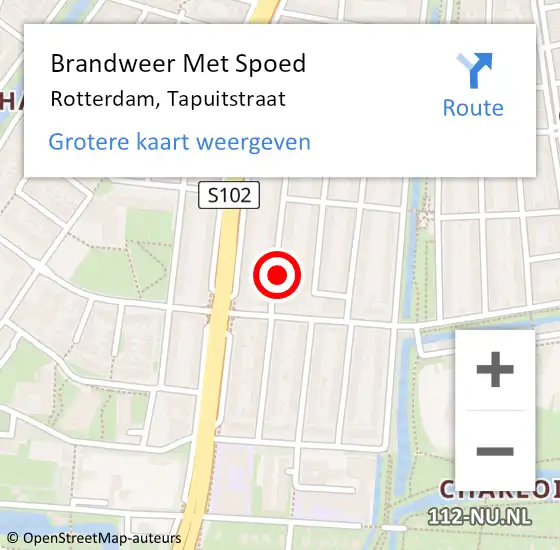 Locatie op kaart van de 112 melding: Brandweer Met Spoed Naar Rotterdam, Tapuitstraat op 3 april 2025 18:12