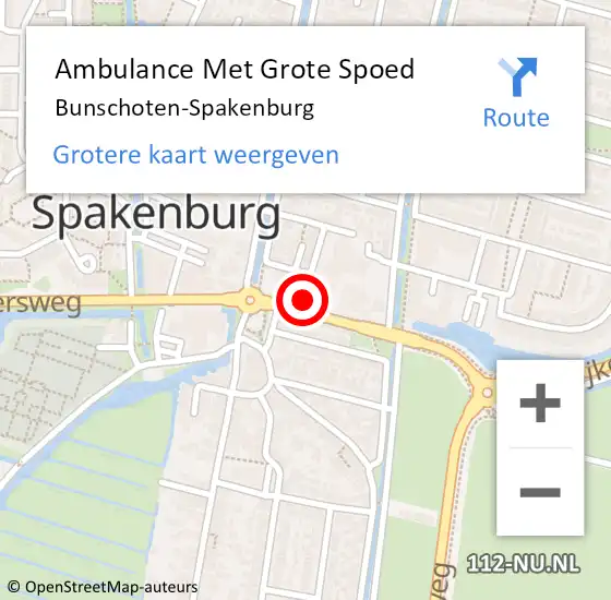 Locatie op kaart van de 112 melding: Ambulance Met Grote Spoed Naar Bunschoten-Spakenburg op 3 april 2025 18:25