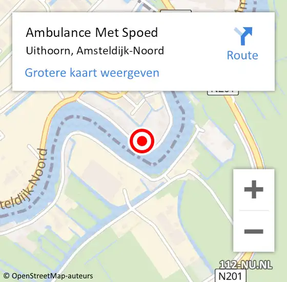 Locatie op kaart van de 112 melding: Ambulance Met Spoed Naar Uithoorn, Amsteldijk-Noord op 3 april 2025 18:35