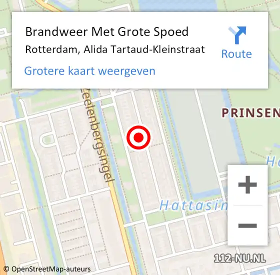 Locatie op kaart van de 112 melding: Brandweer Met Grote Spoed Naar Rotterdam, Alida Tartaud-Kleinstraat op 3 april 2025 19:12