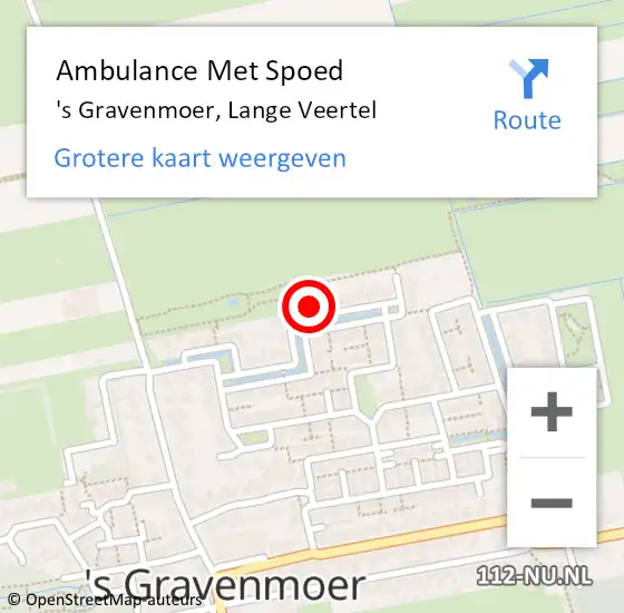 Locatie op kaart van de 112 melding: Ambulance Met Spoed Naar 's Gravenmoer, Lange Veertel op 3 april 2025 19:25