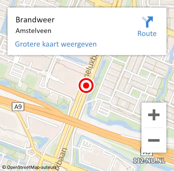 Locatie op kaart van de 112 melding: Brandweer Amstelveen op 3 april 2025 19:34