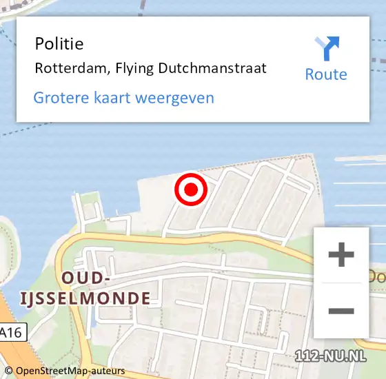 Locatie op kaart van de 112 melding: Politie Rotterdam, Flying Dutchmanstraat op 3 april 2025 19:52