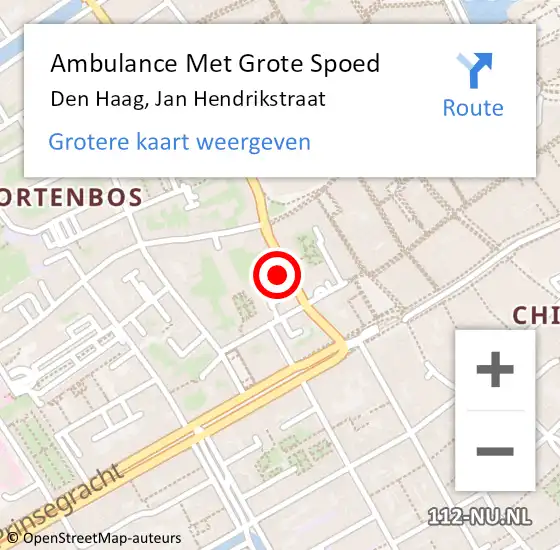 Locatie op kaart van de 112 melding: Ambulance Met Grote Spoed Naar Den Haag, Jan Hendrikstraat op 3 april 2025 20:20