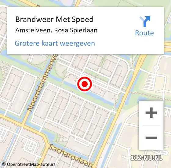 Locatie op kaart van de 112 melding: Brandweer Met Spoed Naar Amstelveen, Rosa Spierlaan op 3 april 2025 20:26