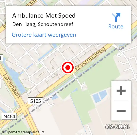 Locatie op kaart van de 112 melding: Ambulance Met Spoed Naar Den Haag, Schoutendreef op 3 april 2025 20:33