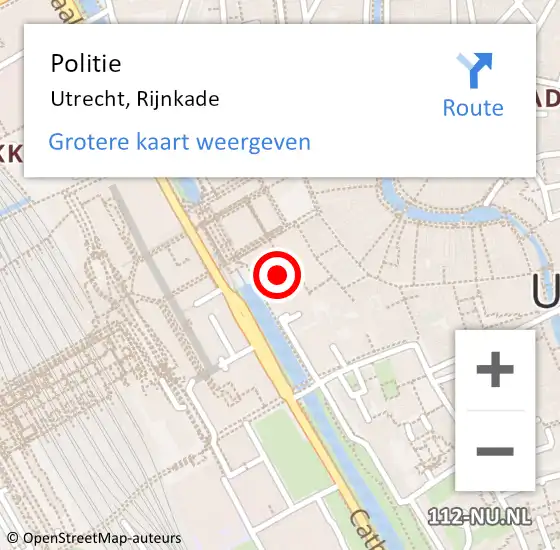 Locatie op kaart van de 112 melding: Politie Utrecht, Rijnkade op 3 april 2025 20:36