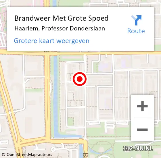 Locatie op kaart van de 112 melding: Brandweer Met Grote Spoed Naar Haarlem, Professor Donderslaan op 3 april 2025 20:59