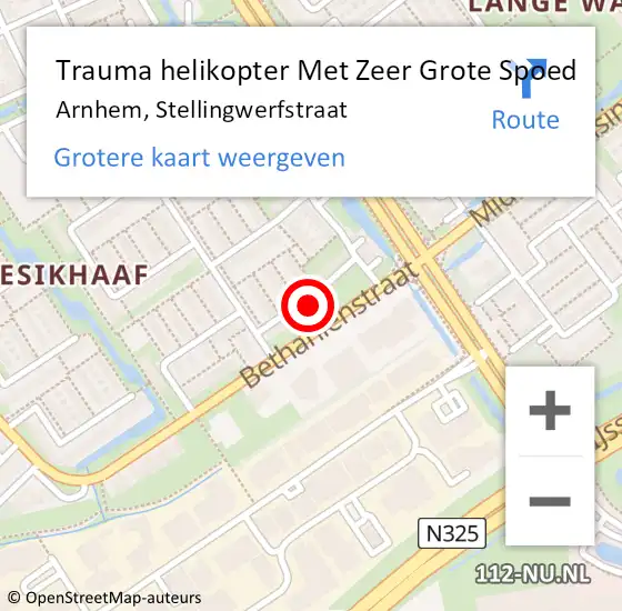 Locatie op kaart van de 112 melding: Trauma helikopter Met Zeer Grote Spoed Naar Arnhem, Stellingwerfstraat op 3 april 2025 21:49