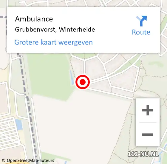 Locatie op kaart van de 112 melding: Ambulance Grubbenvorst, Winterheide op 12 november 2014 08:45