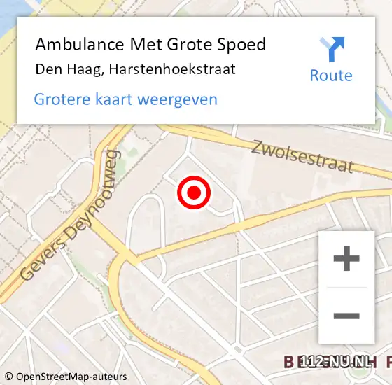 Locatie op kaart van de 112 melding: Ambulance Met Grote Spoed Naar Den Haag, Harstenhoekstraat op 3 april 2025 22:00