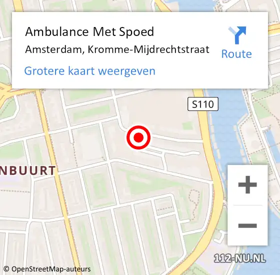 Locatie op kaart van de 112 melding: Ambulance Met Spoed Naar Amsterdam, Kromme-Mijdrechtstraat op 3 april 2025 22:12