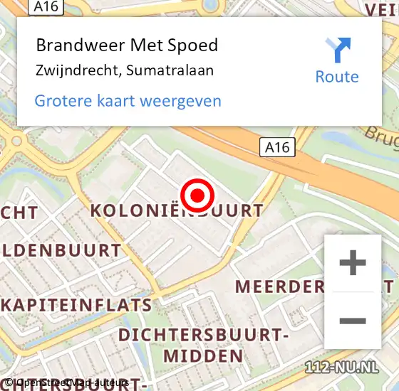 Locatie op kaart van de 112 melding: Brandweer Met Spoed Naar Zwijndrecht, Sumatralaan op 3 april 2025 22:25