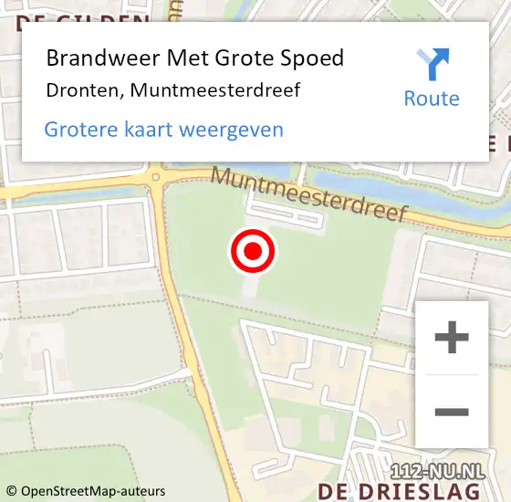 Locatie op kaart van de 112 melding: Brandweer Met Grote Spoed Naar Dronten, Muntmeesterdreef op 3 april 2025 22:32