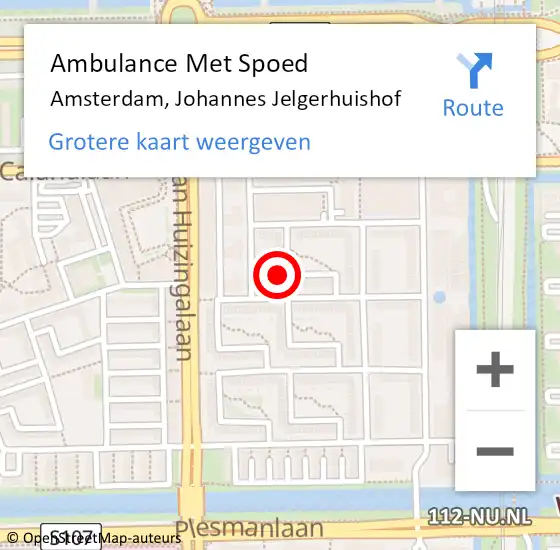 Locatie op kaart van de 112 melding: Ambulance Met Spoed Naar Amsterdam, Johannes Jelgerhuishof op 3 april 2025 23:27