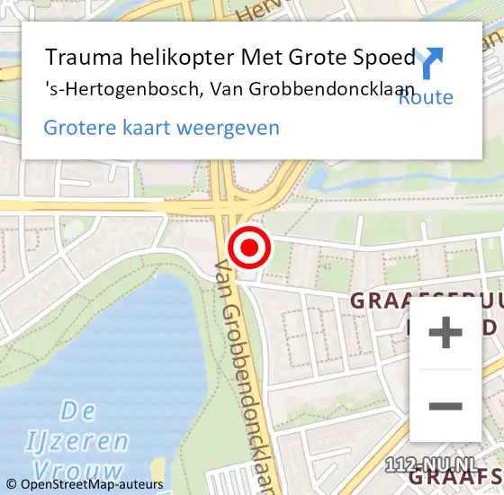 Locatie op kaart van de 112 melding: Trauma helikopter Met Grote Spoed Naar 's-Hertogenbosch, Van Grobbendoncklaan op 3 april 2025 23:34