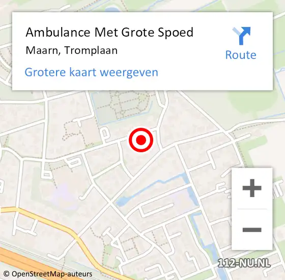 Locatie op kaart van de 112 melding: Ambulance Met Grote Spoed Naar Maarn, Tromplaan op 12 november 2014 08:56